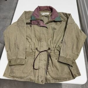 Columbia Sportswear Vintage Womens Large Canvas Field Jacket Olive Green Utility